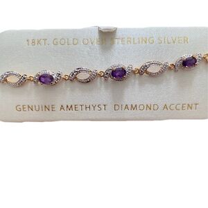 Genuine Amethyst Bracelet Gold-Plated